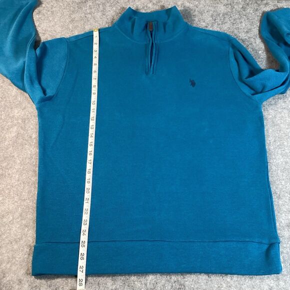 US POLO ASSN Men's Blue Ribbed Cotton Knit 1/4 Zip Pullover Sweater XL - Picture 8 of 15